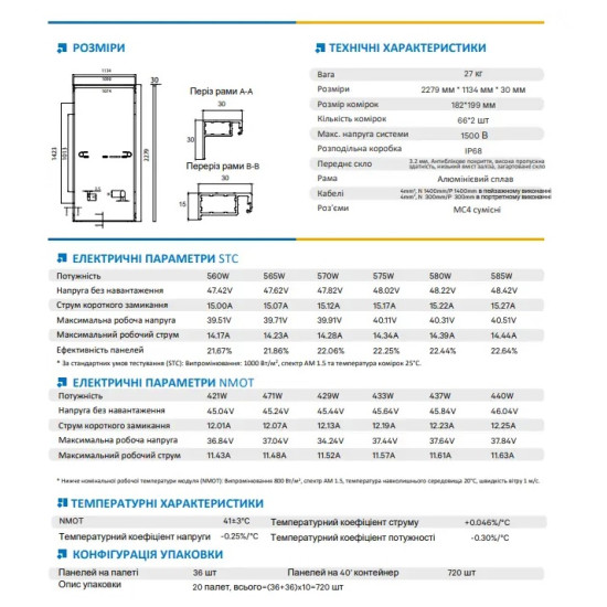 Сонячна батарея Leapton LP182x199-M-66-NB-585W